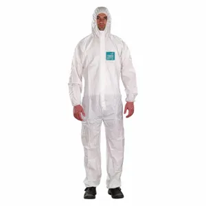 ANSELL WH18-B-92-111-05 Hooded Coveralls, Polyethylene, Light Duty, Bound Seam, White, XL | CT3MEW 48MC37