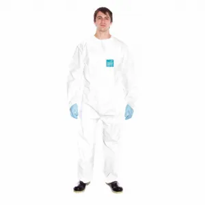 ANSELL WH20-B-92-177-03 Collared Coverall, Polyethylene, Light Duty, Bound Seam, White, M, 25 Pack | CT3MCD 48MC75