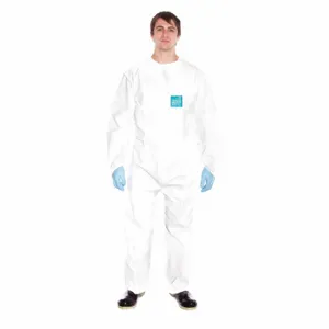 ANSELL WH20-B-92-177-06 Collared Coverall, Polyethylene, Light Duty, Bound Seam, White, 2XL | CT3LEG 48MC78