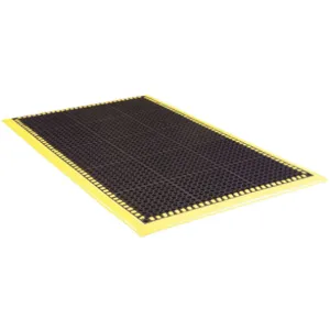 APACHE MILLS 38ZC97 Drainage Mat Black with Yellow Border 3 Feet 2 Inch x 5 Feet 4 Inch | AH8TYV