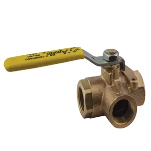 APOLLO VALVES 7064210 Ball Valve, Size 3/8 Inch NPT Bronze, 3 Way, Stainless Steel Trim | BZ2PPL