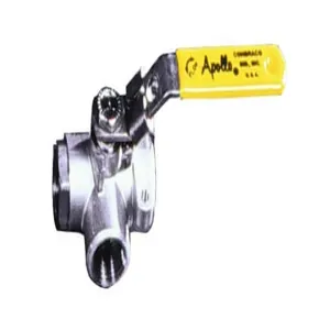 APOLLO VALVES 76-608-02 3-Way Diversion Ball Valve, Stainless Steel, Stem Grounded | AK7BAN 7660802