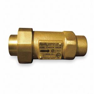 APOLLO VALVES 4ALF3A55A Dual Check Valve, Dual Flow, Inline, Bronze, 1 Inch Size, FNPT x FNPT, Horizontal | CH9UZQ 48WL17