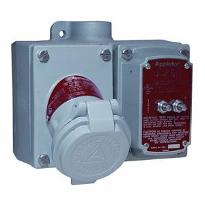 APPLETON ELECTRIC CPS152-312GFI Pin and Sleeve Receptacle with GFCI, 20 A, 125 to 250V AC/18V DC, 1 hp, Gray | AA4DNR 12G227