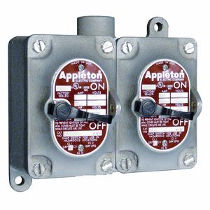 APPLETON ELECTRIC EDS110F3W Tumbler Switch, 2 Gangs, Dead-End Hub, Front Operated, 1 Inch Hub, 20A, 120 to 277V AC | AA6DPD 59-407, 13U995