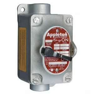 APPLETON ELECTRIC EDSC175-F3W Tumbler Switch, 1 Gang, Feed-Thru Hub, 3/4 Inch Hub, 20A, 120 to 277V AC | AA6DTK 13V071