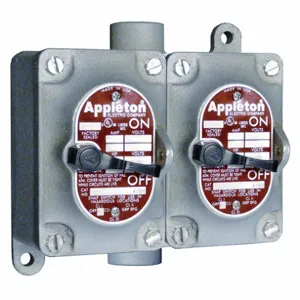 APPLETON ELECTRIC EDSC1240 Tumbler Switch, 2 Gangs, Feed-Thru Hub, 1/2 Inch Hub, 20A, 120 to 277V AC | AA6DRQ 13V053