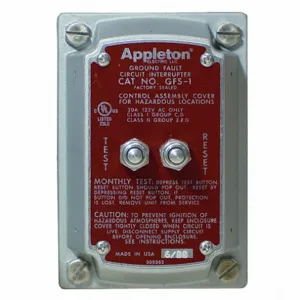 APPLETON ELECTRIC GFS1 GFCI Cover, 125-250V, 20A | AA3YAJ 11Y420