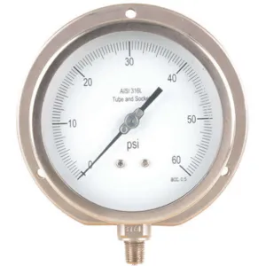 APPROVED VENDOR 11A527 Pressure Gauge Process 4-1/2 In | AA2TPH