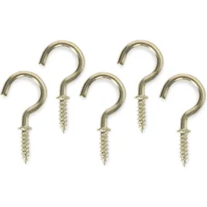 APPROVED VENDOR 1WBH9 Cup Type Hook Brass Length 3/4 Inch - Pack Of 20 | AB3YVT