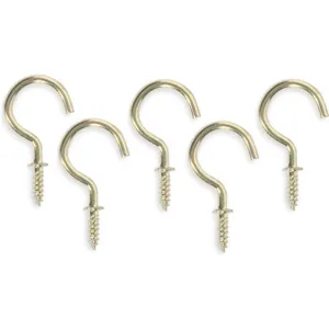 APPROVED VENDOR 1WBJ6 Cup Type Hook Brass Length 1 Inch - Pack Of 20 | AB3YVX