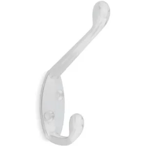 APPROVED VENDOR 1XNE3 Coat Hook 2 Hook Ends White | AB4FPA