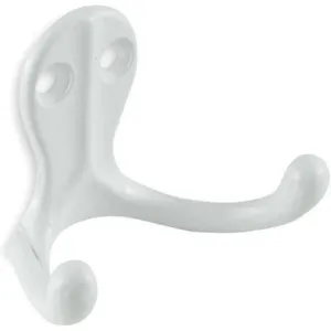 APPROVED VENDOR 1XNF6 Coat Hook 2 Hook Ends White | AB4FPG