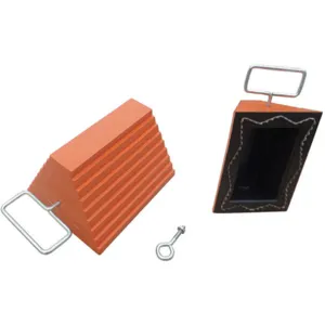 APPROVED VENDOR 22XW89 Wheel Chock Molded Rubber With Steel Grab Orange | AB7GEC