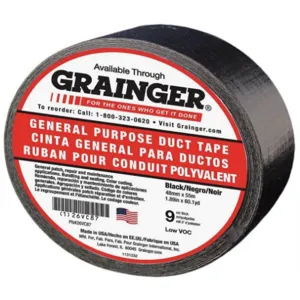 APPROVED VENDOR 26VC87 Duct Tape 48mm x 55m Black 9 Mil | AB8PVR