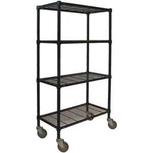 APPROVED VENDOR 2HDK6 Wire Cart 4 Shelf 60x24x70 Black | AC2AHC