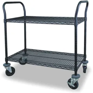 APPROVED VENDOR 2HDN8 Wire Cart 2 Shelf 36x24x39 Black | AC2AHN