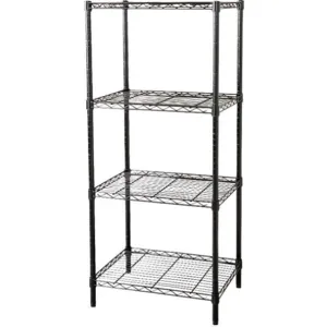 APPROVED VENDOR 5GPL7 Wire Shelving H63 W48 D18 Black 4 Shelf | AE3XPY