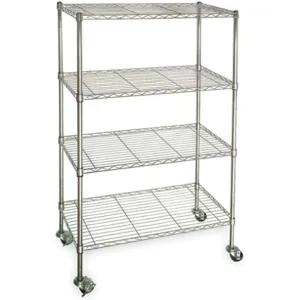 APPROVED VENDOR 3TPA6 Wire Cart 4 Shelf Chrome 60x24x67 Inch | AD2RLU