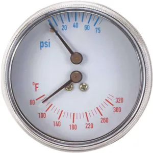 APPROVED VENDOR 4CFC4 Boiler Gauge Round 0-75 Psi 60 To 260 F | AD6XHL