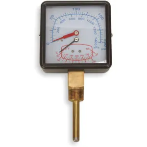 APPROVED VENDOR 4CFD1 Boiler Gauge Square 0-200psi 80 To 320 F | AD6XHT