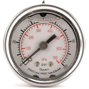 APPROVED VENDOR 4CFL5 Pressure Gauge Liquid Filled 1-1/2 In | AD6XJE