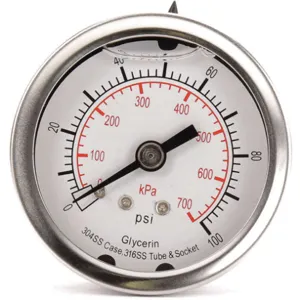 APPROVED VENDOR 4CFP1 Pressure Gauge Liquid Filled 2 In | AD6XJV