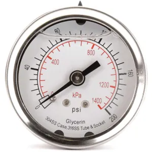 APPROVED VENDOR 4CFP3 Pressure Gauge Liquid Filled 2 In | AD6XJX