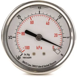 APPROVED VENDOR 4CFR2 Vacuum Gauge Liquid Filled 2-1/2 In | AD6XKF