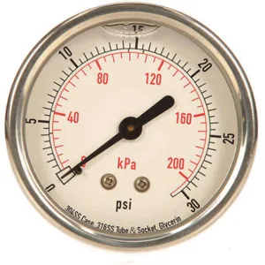 APPROVED VENDOR 4CFR4 Pressure Gauge Liquid Filled 2-1/2 In | AD6XKH