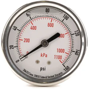 APPROVED VENDOR 4CFR7 Pressure Gauge Liquid Filled 2-1/2 In | AD6XKL