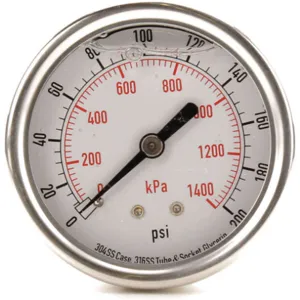 APPROVED VENDOR 4CFR8 Pressure Gauge Liquid Filled 2-1/2 In | AD6XKM