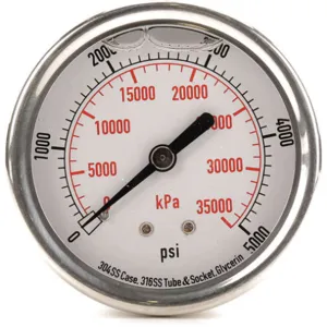 APPROVED VENDOR 4CFU6 Pressure Gauge Liquid Filled 2-1/2 In | AD6XKV