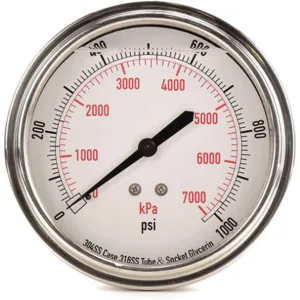 APPROVED VENDOR 4CFV8 Pressure Gauge Liquid Filled 3-1/2 In | AD6XLG