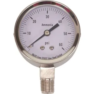 APPROVED VENDOR 4CFW3 Pressure Gauge Agricultural Ammonia 2 1/2 Inch 60psi | AD6XLL