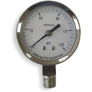 APPROVED VENDOR 4CFW4 Pressure Gauge Agricultural Ammonia 2 1/2 Inch 150psi | AD6XLM