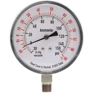 APPROVED VENDOR 4CFW8 Compound Gauge Ammonia 3 1/2 Inch 150 Psi | AD6XLR