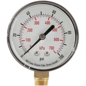 APPROVED VENDOR 4FLV9 Pressure Gauge Test 2-1/2 In | AD7NAM