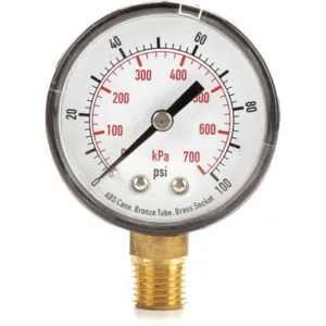 APPROVED VENDOR 4FLU1 Pressure Gauge Test 2 In | AD7MZU