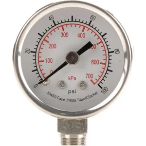 APPROVED VENDOR 4FMJ2 Pressure Gauge Test 1-1/2 In | AD7NEX