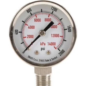 APPROVED VENDOR 4FML5 Pressure Gauge Test 2 In | AD7NFV