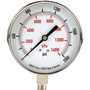 APPROVED VENDOR 4FMR6 Pressure Gauge Test 3-1/2 In | AD7NHA