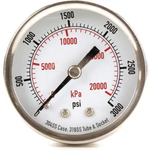 APPROVED VENDOR 4FMV8 Pressure Gauge Test 2 In | AD7NJG