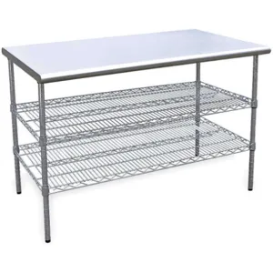 APPROVED VENDOR 4UEL8 Worktable W 60 D 30 With 2 Wire Shelves | AD9QPQ