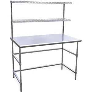 APPROVED VENDOR 4UEN2 Worktable W 48 D 30 With 2 Overhead Shelves | AD9QPU