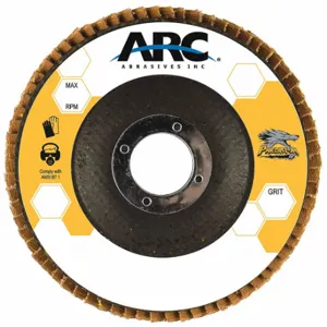 ARC ABRASIVES 71-10844FF Flap Disc, Type 27, 5 Inch x 7/8 Inch, Ceramic, 40 Grit, Fiberglass Bk, Std Density | CN8QBX 333YX5