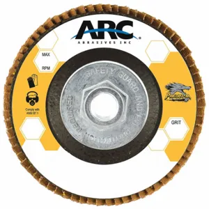 ARC ABRASIVES 71-10855FF Flap Disc, Type 27, 7 Inch x 5/8 11, Ceramic, 60 Grit, Fiberglass Bk, Std Density | CN8QCK 333NC3