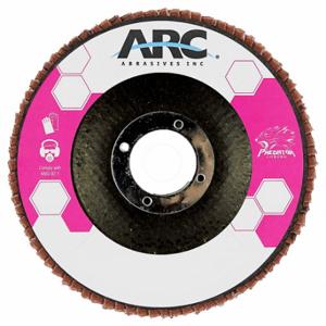 ARC ABRASIVES 75-10825FF Flap Disc, Type 27, 4 1/2 Inch x 7/8 Inch, Ceramic, 60 Grit, Fiberglass Bk, Std Density | CN8QBQ 804AZ8