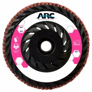 ARC ABRASIVES 75-10915HE Flap Disc, Type 29, 4 1/2 Inch x 5/8 11, Ceramic, 60 Grit, Plastic Bk, Std Density | CN8QEB 804C81