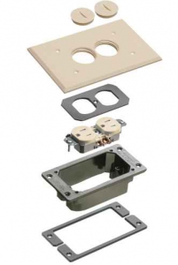 ARLINGTON INDUSTRIES FLBC101LATK Floor Box Kit, 6.5 x 4.125 Inch Size, Plastic | BK3DKK